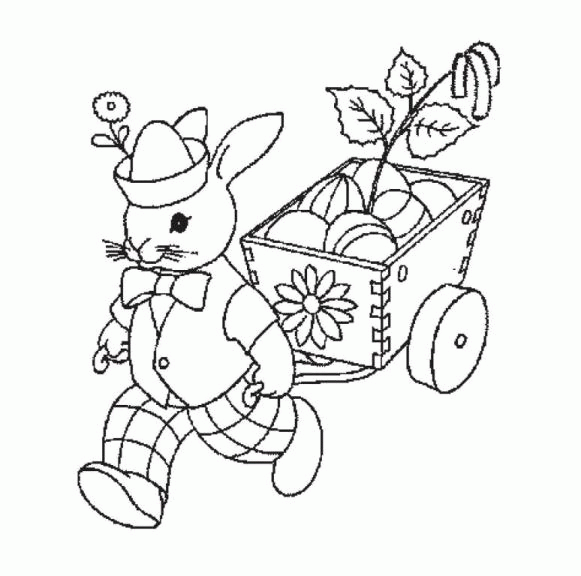 Kolorowanka z Zajączkiem i Koszykiem - Wiosenne i Wielkanocne Motywy kolorowanka do druku